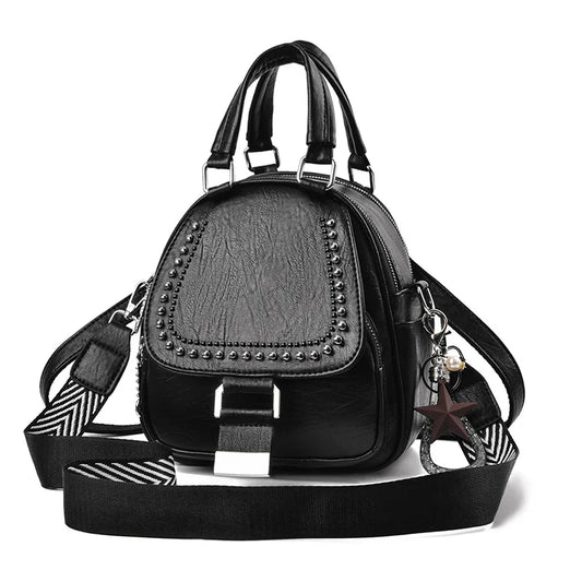Multi-function Soft Leather Shoulder Messenger Bag Backpack