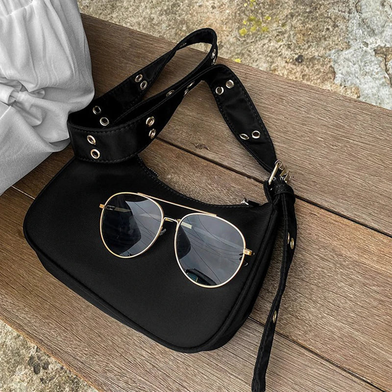 Vintage Shoulder Bag Women Casual Girls Armpit Bag Solid Handbag