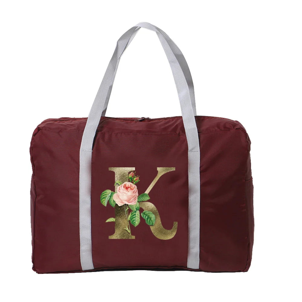 Nylon Travel Bags Large Capacity Handbags WaterProof Golden Flower Series