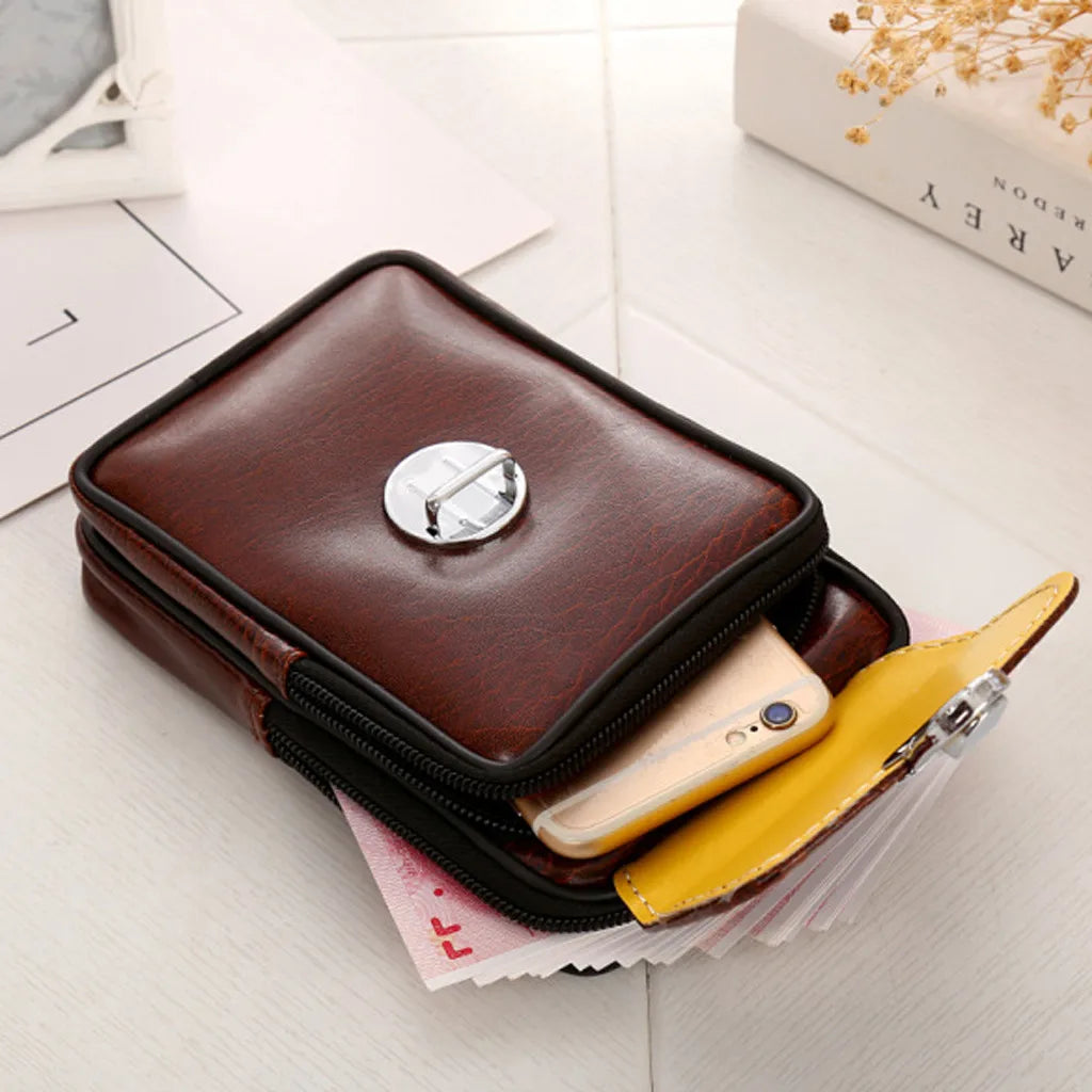 PU Leather Men Waist Packs Casual Style Mobile Phone Bag Belt Waist Pouch