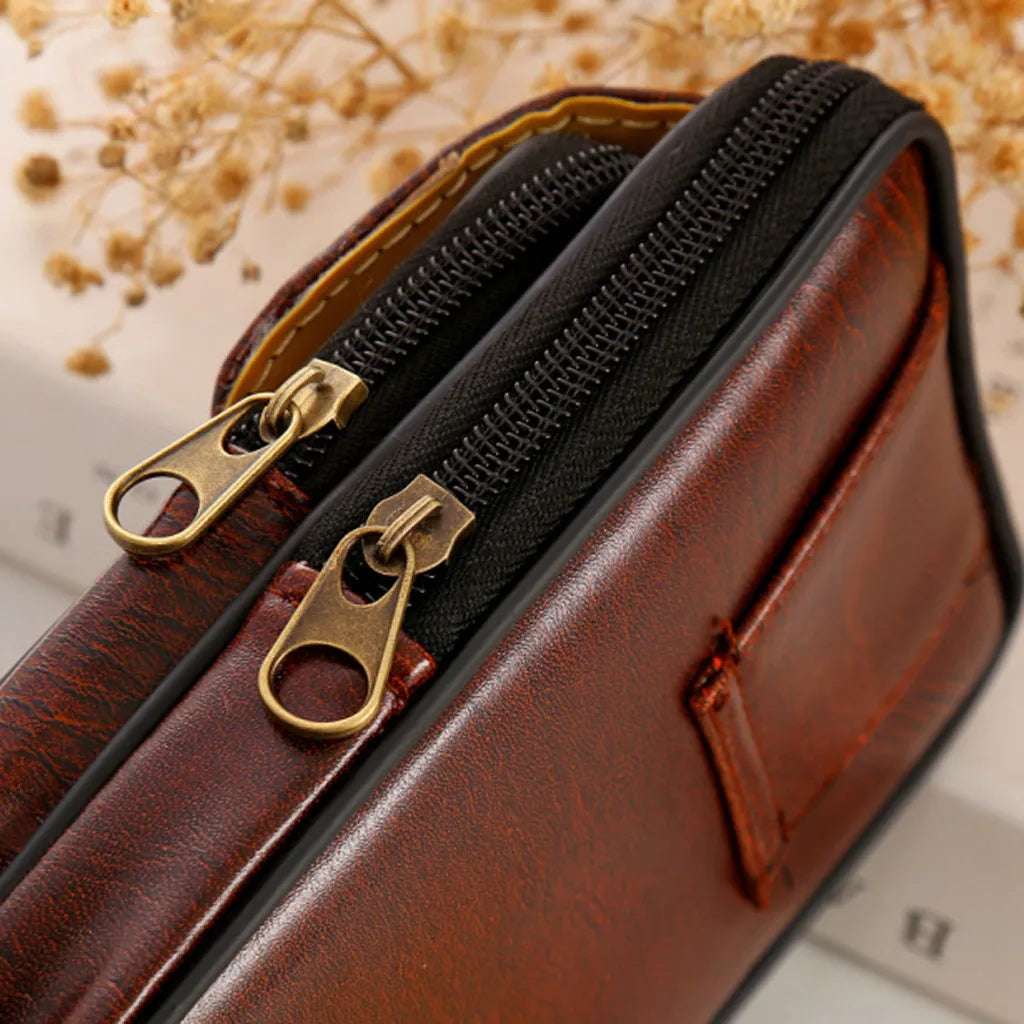 PU Leather Men Waist Packs Casual Style Mobile Phone Bag Belt Waist Pouch