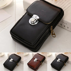 PU Leather Men Waist Packs Casual Style Mobile Phone Bag Belt Waist Pouch
