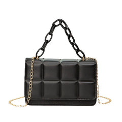 PU Leather Shoulder Bags Texture Chain Rhomboid Crossbody Handbags