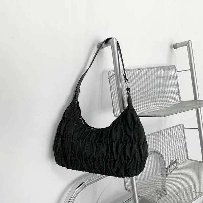 Pleated Underarm Bag Women's Crescent Bag Cloth Bag Ins Bag