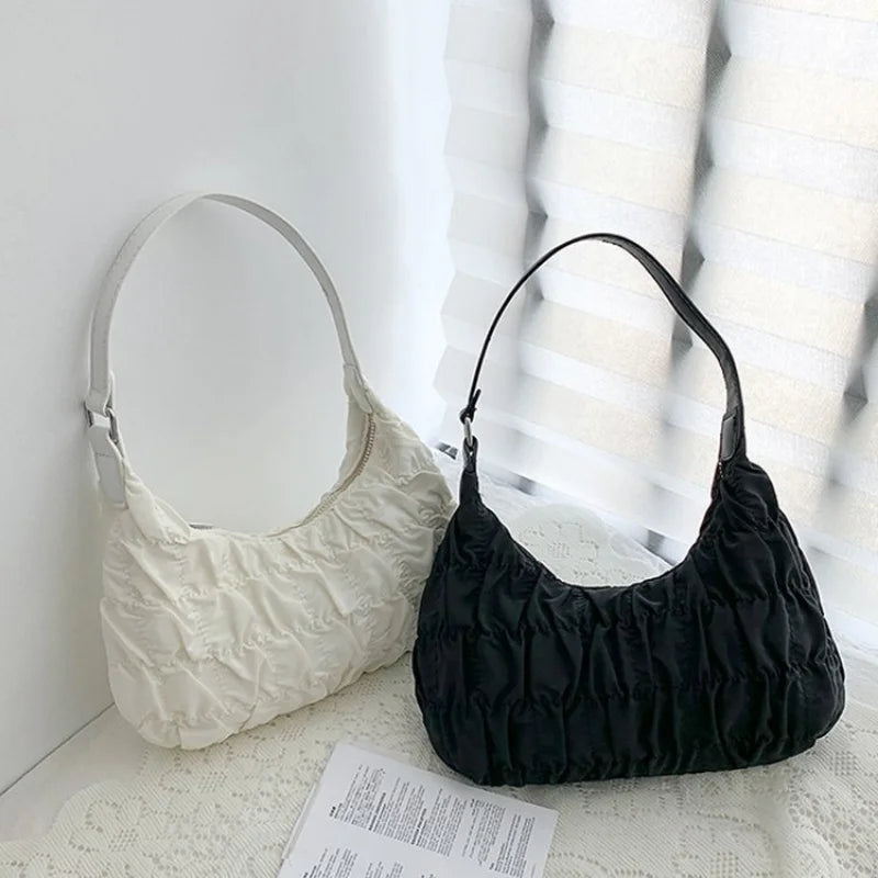 Pleated Underarm Bag Women's Crescent Bag Cloth Bag Ins Bag