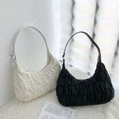 Pleated Underarm Bag Women's Crescent Bag Cloth Bag Ins Bag