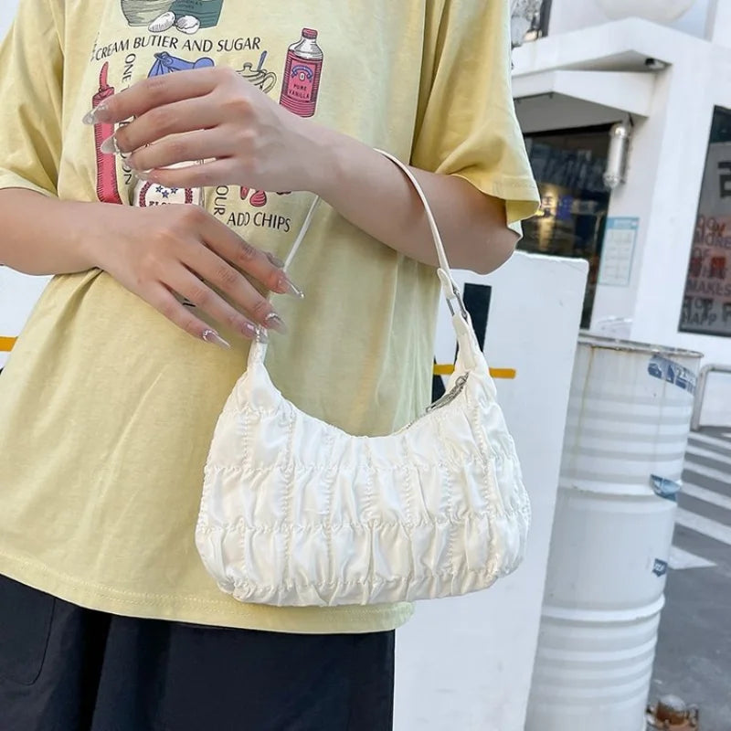 Pleated Underarm Bag Women's Crescent Bag Cloth Bag Ins Bag