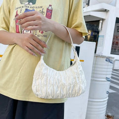 Pleated Underarm Bag Women's Crescent Bag Cloth Bag Ins Bag