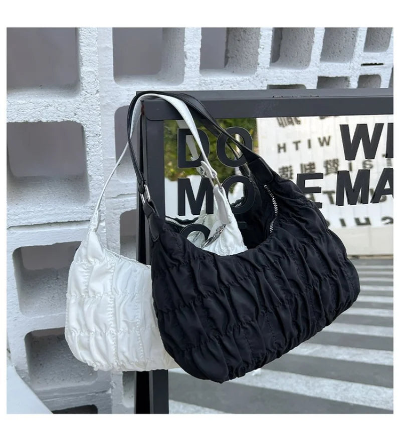 Pleated Underarm Bag Women's Crescent Bag Cloth Bag Ins Bag