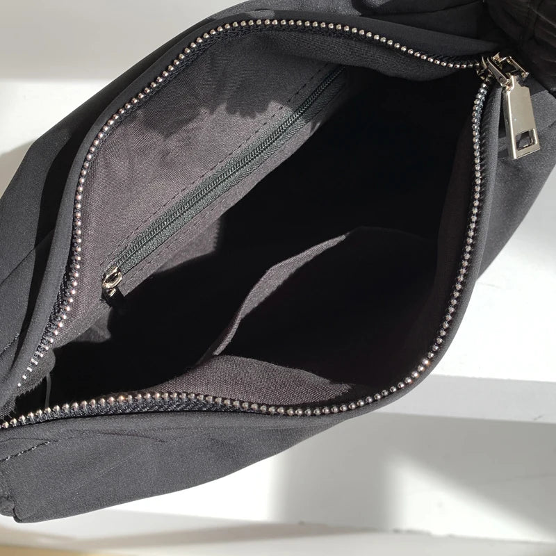 Nylon Small Hobos Shoulder Bag Zipper Strap Plicated Women's Handbag