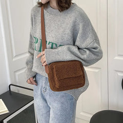 Plush Fabric Women's Shoulder Crossbody Bag