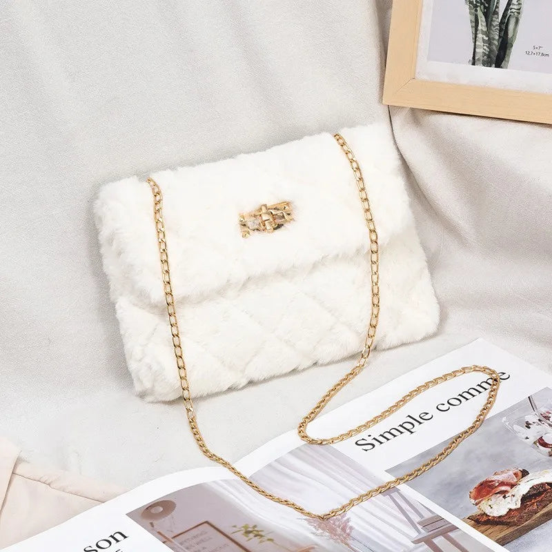 Fluffy Fur Women's Crossbody Bag Lambs Wool Winter Handbag