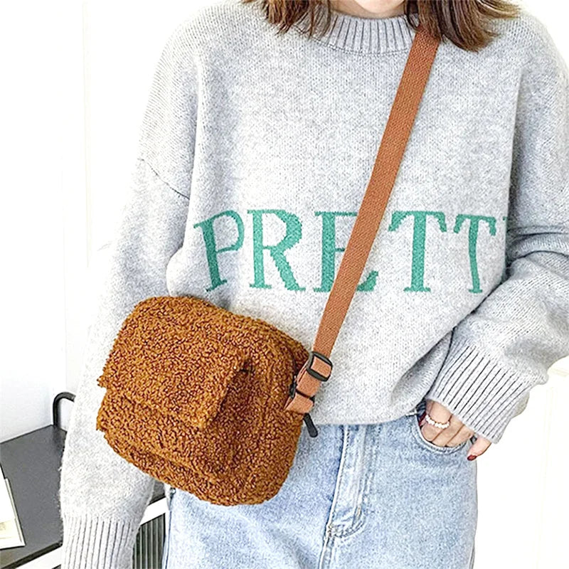 Plush Fabric Women's Crossbody Bag Fluffy Fur Winter Handbag