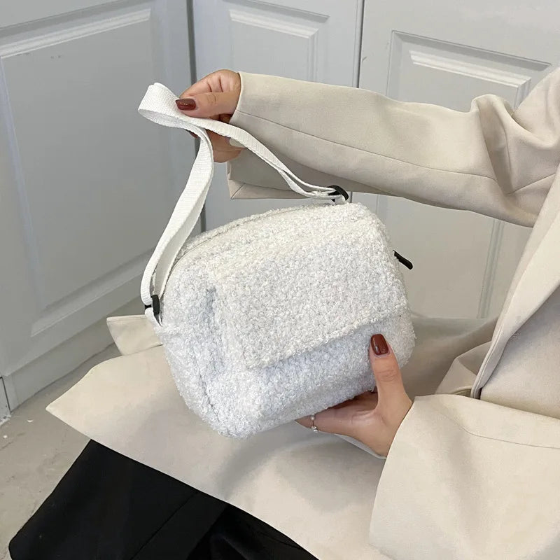 Soft Plush Women's Crossbody Bag Lambs Wool Winter Handbag