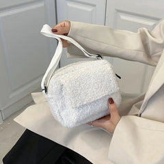 Soft Plush Women's Crossbody Bag Lambs Wool Winter Handbag