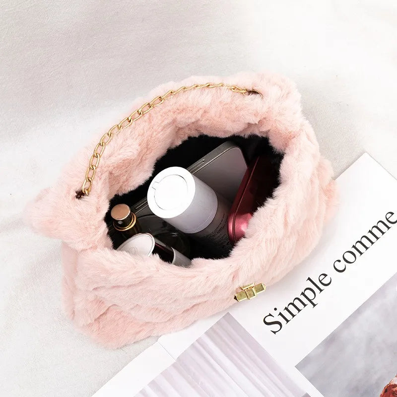 Fluffy Fur Women's Crossbody Bag Lambs Wool Winter Handbag