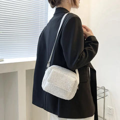 Small Plush Fabric Crossbody Bag Fluffy Fur Winter
