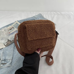 Small Plush Fabric Crossbody Bag Fluffy Fur Winter