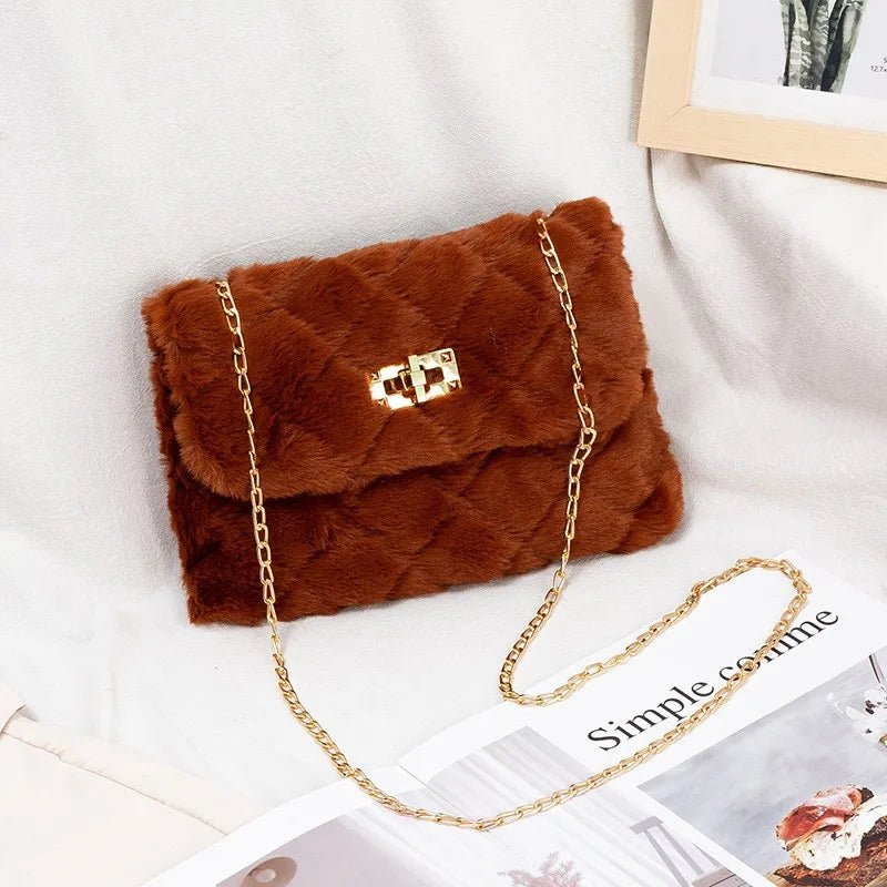 Fluffy Fur Women's Crossbody Bag Lambs Wool Winter Handbag
