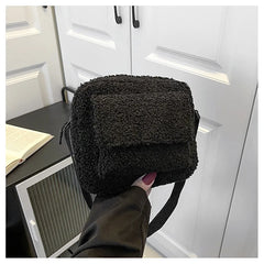 Small Plush Fabric Crossbody Bag Fluffy Fur Winter