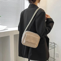 Soft Plush Women's Crossbody Bag Lambs Wool Winter Handbag