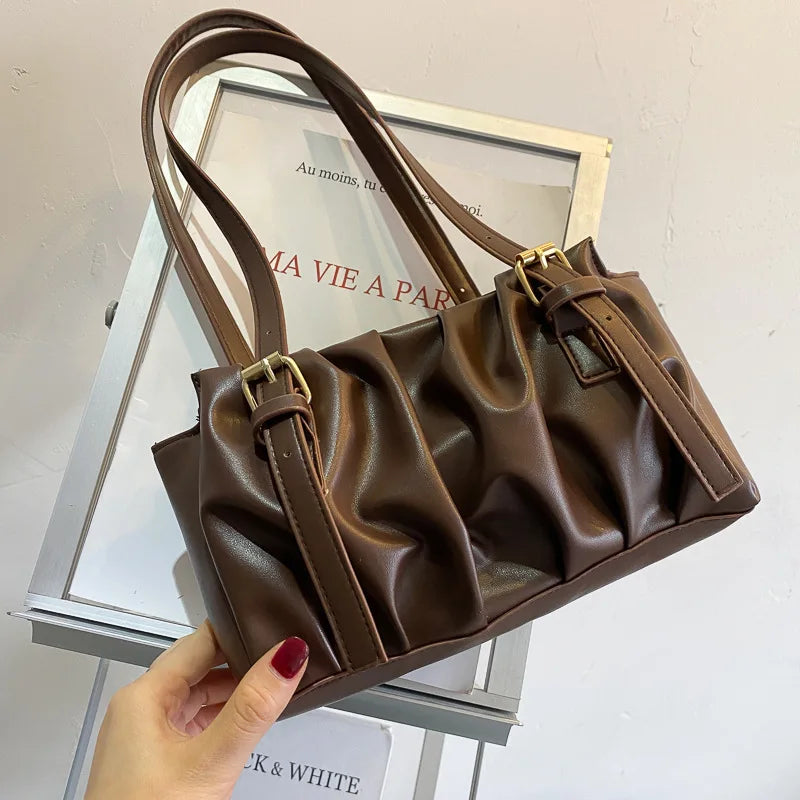One Shoulder Armpit Bag Women's PU Leather Winter Bag