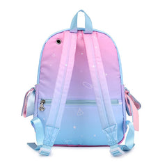 Preppy Style Ribbon Backpack Crown Embroidery Gradient School Backpacks for Teen