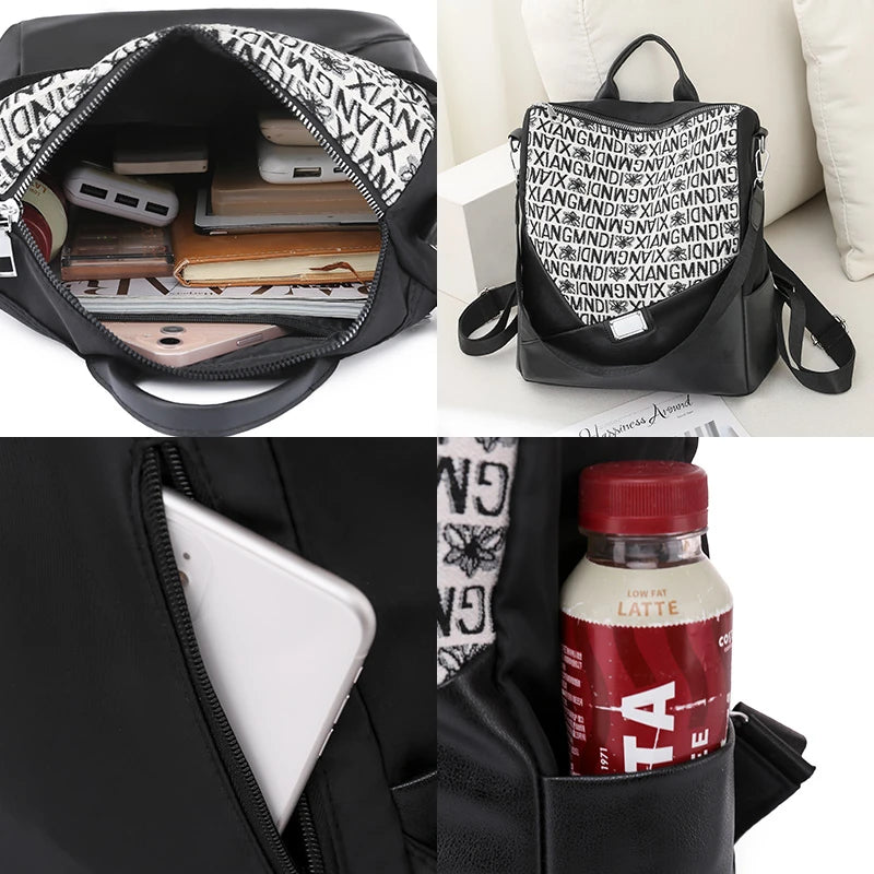 Splicing Ladies Backpack Large Capacity School Bag