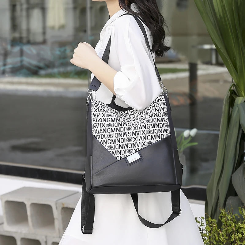 Splicing Ladies Backpack Large Capacity School Bag