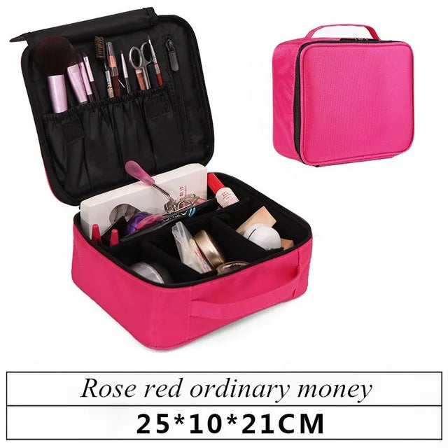 Professional Makeup Bag Women Cosmetic Bags Case Oxford/Leather