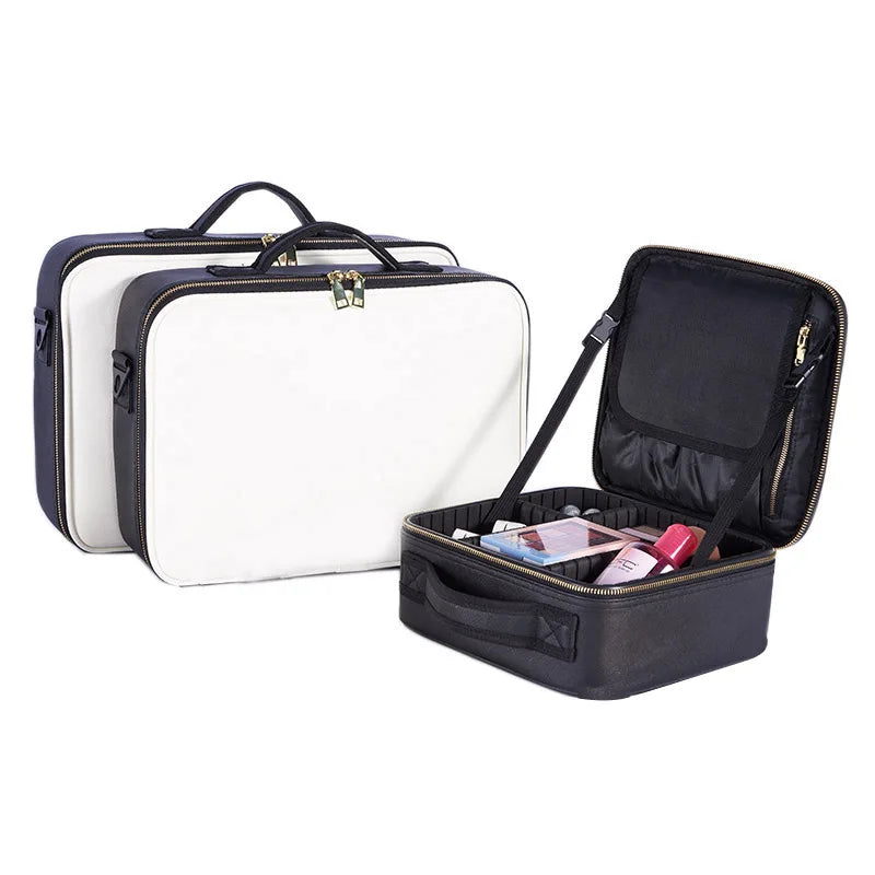 Professional Makeup Bag Women Cosmetic Bags Case Oxford/Leather