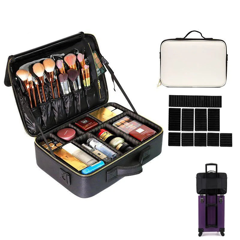 Professional Makeup Bag Women Cosmetic Bags Case Oxford/Leather
