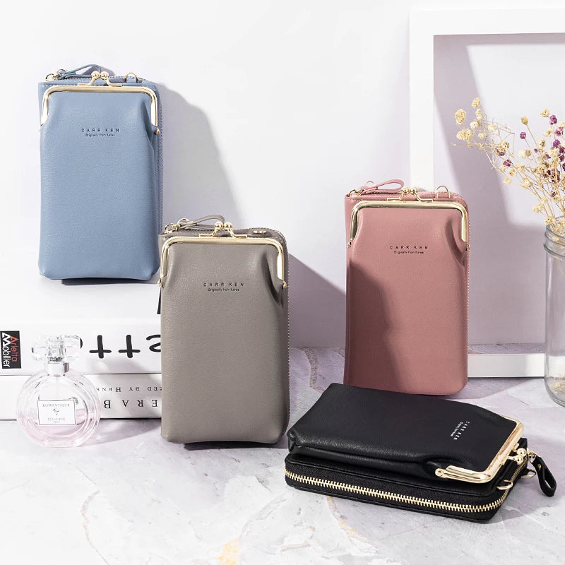 Double-Layer Mobile Phone Purse Clutch Bag Ladies Messenger Shoulder Wallets