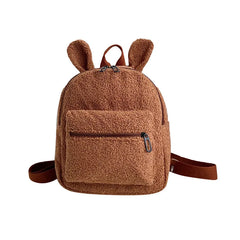 Rabbit Backpack Fluffy Plush School Bag with Bunny Ears Zipper