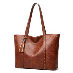 Retro Large Women Tote Shoulder Bag PU Leather Female Shopping Bag