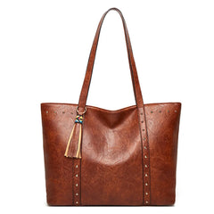 Retro Large Women Tote Shoulder Bag PU Leather Female Shopping Bag