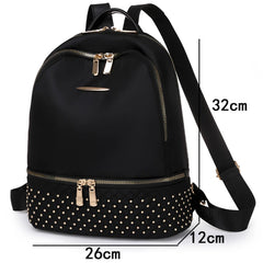 Retro Women Backpack Oxford Cloth Rivet Anti Theft Shoulder Bag