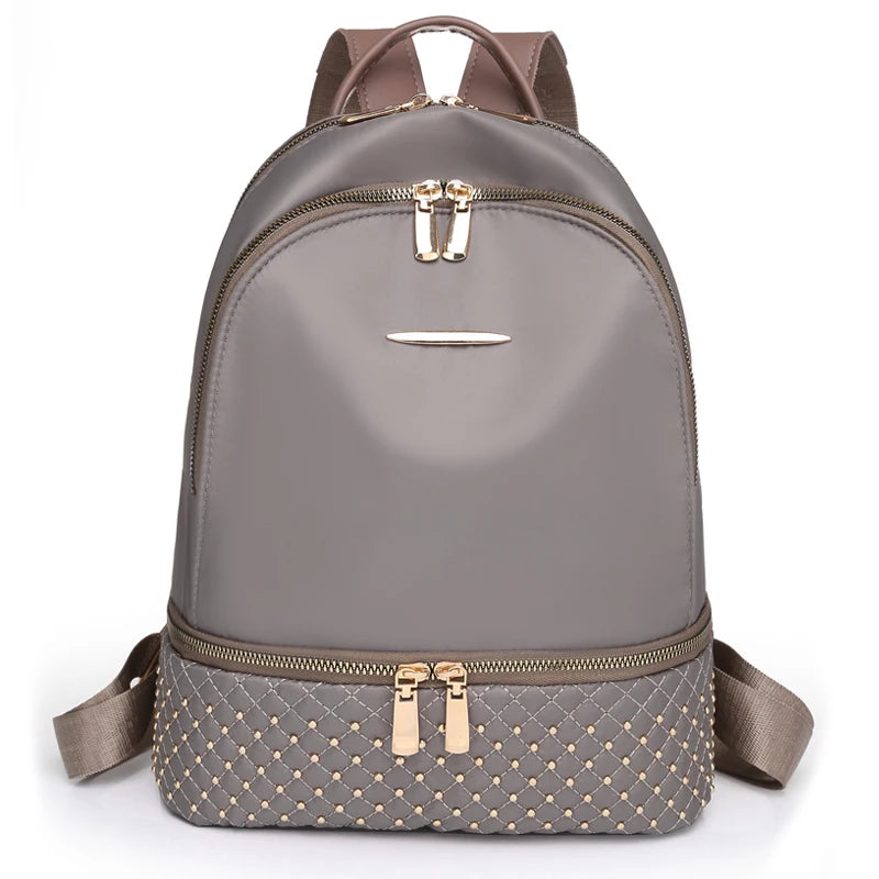 Retro Women Backpack Oxford Cloth Backpack Rivet Anti Theft Pocket