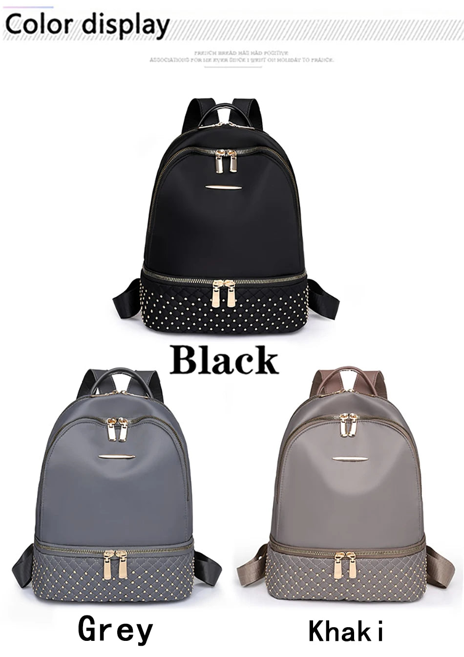 Vintage Oxford Cloth Rivet Women Backpack