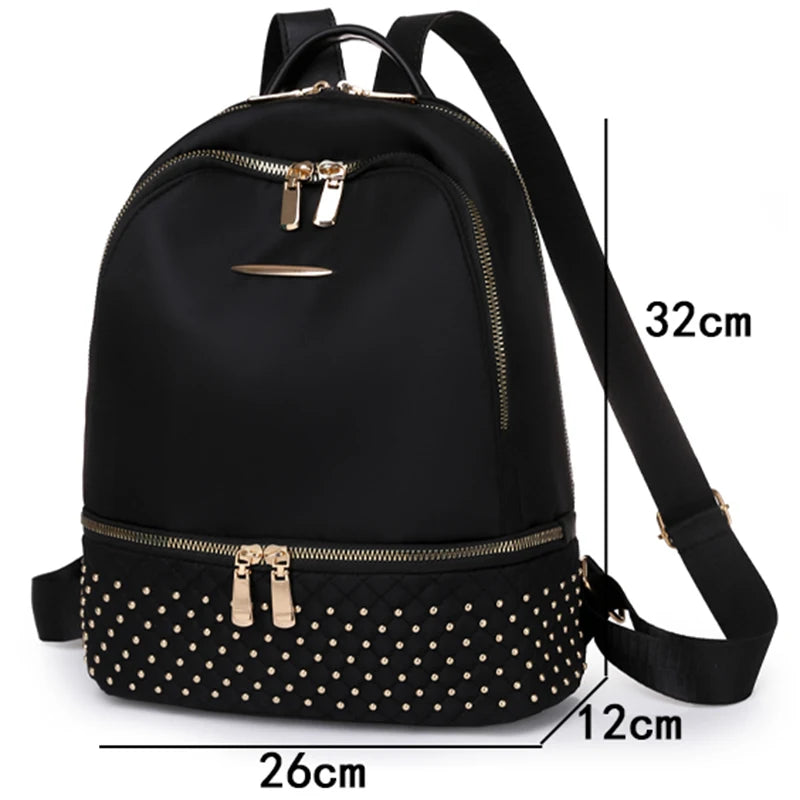 Vintage Oxford Cloth Rivet Women Backpack