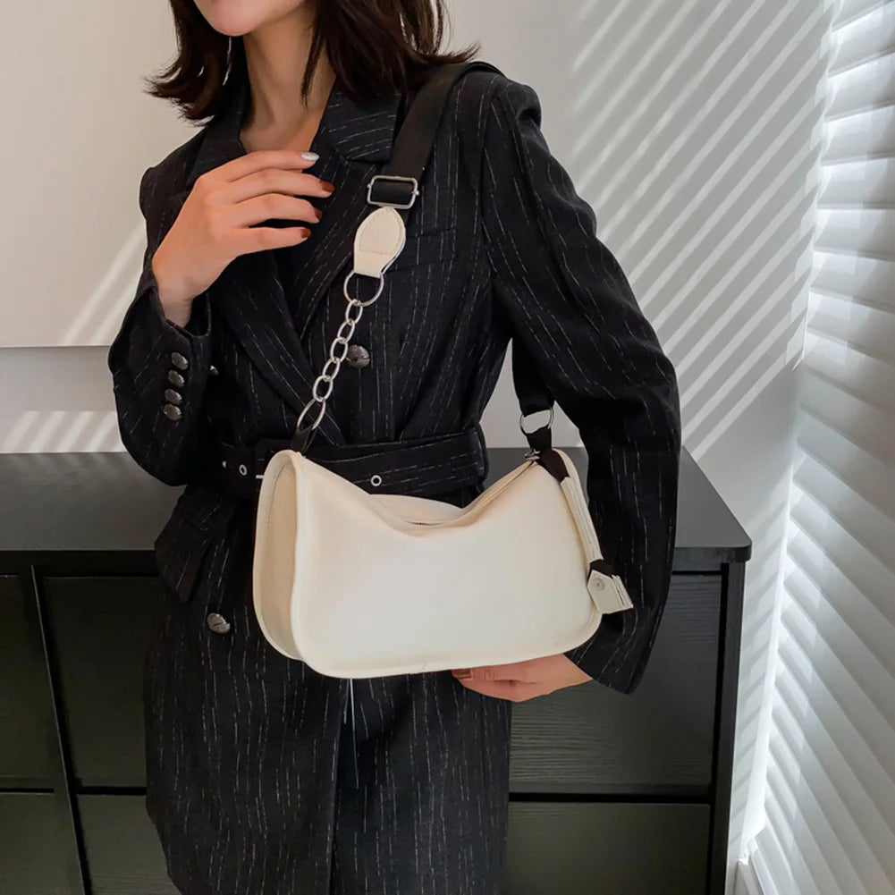Retro Women Crossbody Bags Solid Chain Shoulder Bags Ladies Handbag