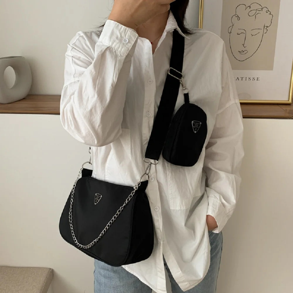Retro Women Crossbody Bags Crescent Chain Shoulder Bags