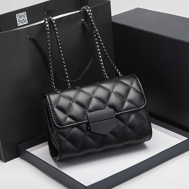 Rhombus Chain Crossbody Bag Quilted Shopping Party Bag