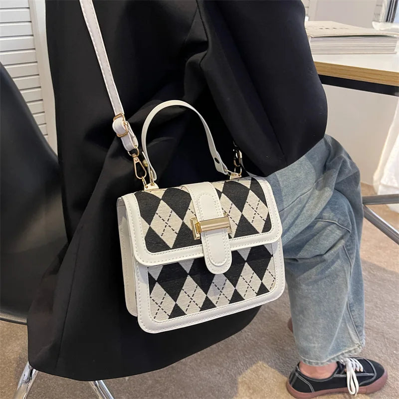 Rhombus Stitching Handbags Retro Messenger Small Square Bag