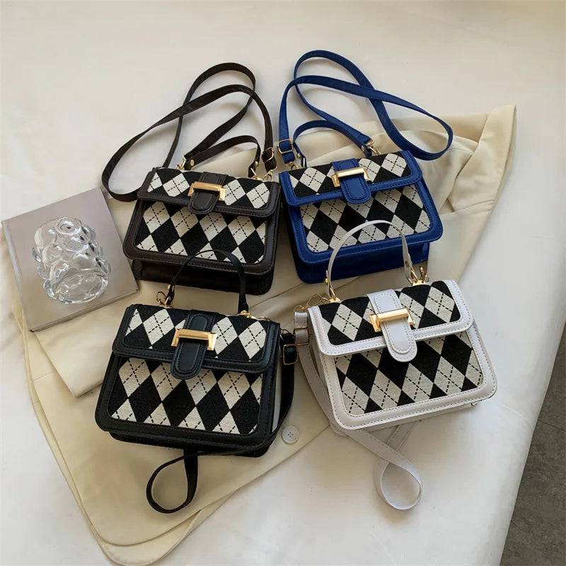 Rhombus Stitching Handbags Retro Messenger Small Square Bag