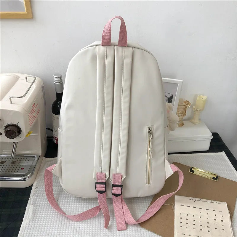 Women Backpack Patchwork Large Capacity Waterproof Nylon School Bag