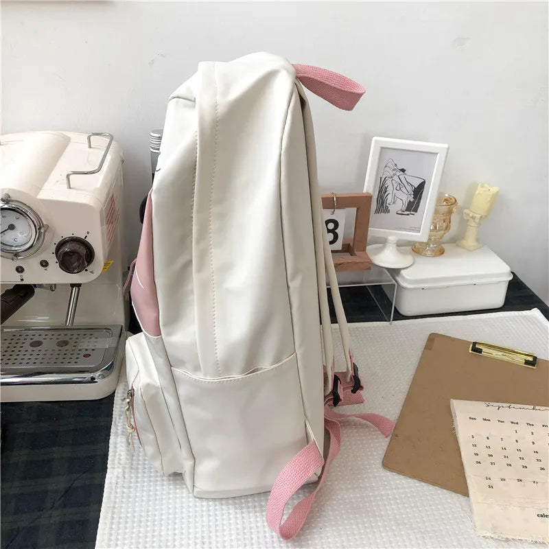 Women Backpack Patchwork Large Capacity Waterproof Nylon School Bag
