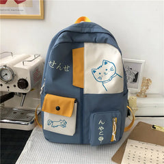 Women Backpack Patchwork Large Capacity Waterproof Nylon School Bag