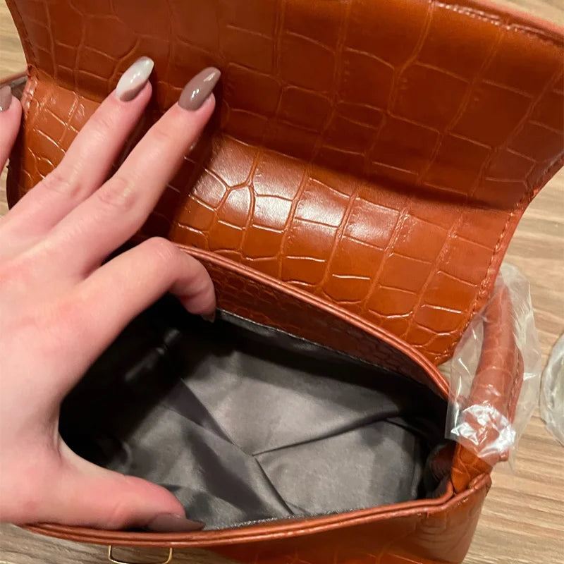 Stone Pattern Shoulder Bag Female Leather