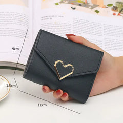 Engraved Kpop Heart Women's Wallet PU Leather Slim Female Purse